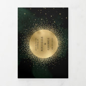 Celestial Gold Moon Tri Fold Wedding Einladung (Cover)