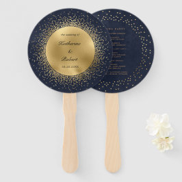 Celestial Gold Moon Wedding Program Hand Fan Fächer