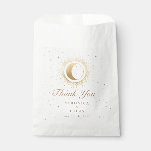 Celestial Gold Moon Wedding Vielen Dank Geschenktütchen (Vorderseite)