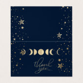 Celestial Gold Moons Stars Danke Karte (Außenseite Aufgefaltet)