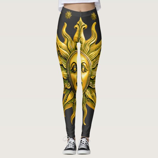 "Celestial Gold Radiance" Die Sonne Leggings (Vorderseite)