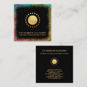*~* Celestial Gold Sacred Geometry Chakra Glitzer Quadratische Visitenkarte (Vorne/Hinten)