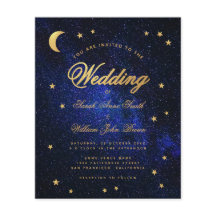 Celestial Gold Star Moon Budget Hochzeit Einladung