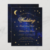 Celestial Gold Star Moon Budget Hochzeit Einladung (Vorne/Hinten)