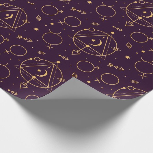 Celestial Gold Star Solareclipse Thema Geschenkpapier (Ecke)