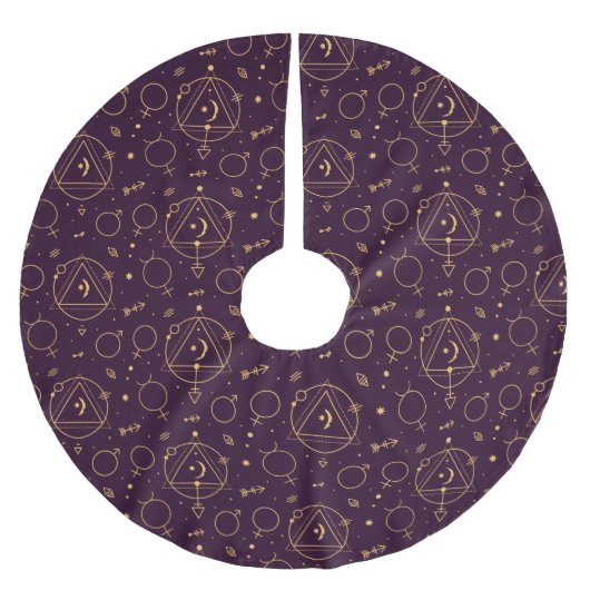 Celestial Gold Star Solareclipse Thema Polyester Weihnachtsbaumdecke (Vorderseite)