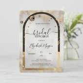 Celestial Gold Star Sun Moon Galax Bridal Luncheon Einladung (Stehend Vorderseite)