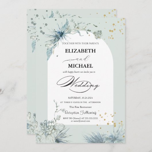 Celestial Gold Star Sun Moon Wedding Einladung (Vorne/Hinten)