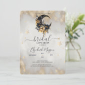 Celestial Gold Stars Floral Moon Bridal Luncheon Einladung (Stehend Vorderseite)
