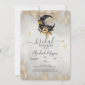 Celestial Gold Stars Floral Moon Bridal Luncheon Einladung (Vorderseite)