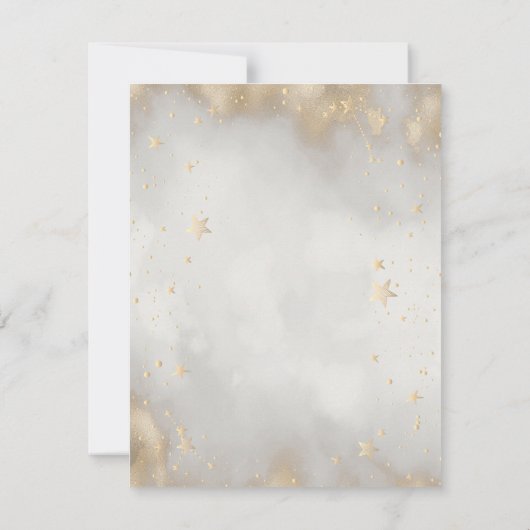 Celestial Gold Stars Floral Moon Einladung (Rückseite)