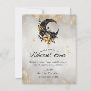 Celestial Gold Stars Floral Moon Einladung