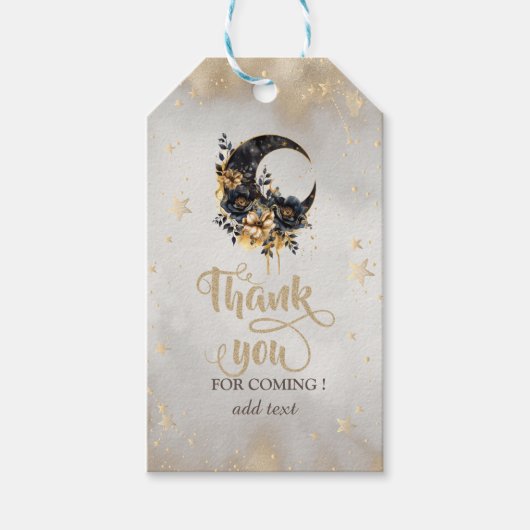 Celestial Gold Stars Floral Moon Geschenkanhänger (Vorderseite)