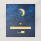 Celestial Gold Stars Midnight Blue Romantic Platzkarte (Außenseite Aufgefaltet)