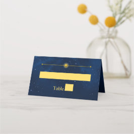 Celestial Gold Stars Midnight Blue Romantic Platzkarte