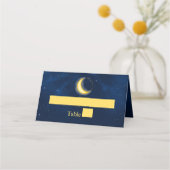 Celestial Gold Stars Mitternacht Blue Romantic Pla Platzkarte (Vorderseite)