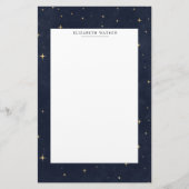 Celestial Gold Stars Monogram Stationery Briefpapier (Vorderseite)