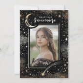 Celestial Gold Stars Moon Night Quinceanera Foto Einladung (Vorderseite)