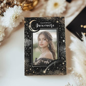 Celestial Gold Stars Moon Night Quinceanera Foto Einladung