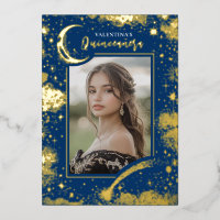 Celestial Gold Stars Moon Night Quinceanera Foto
