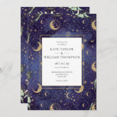 Celestial Gold Stars Moon Stars QR Code Wedding Einladung (Vorne/Hinten)