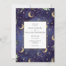 Celestial Gold Stars Moon Stars QR Code Wedding