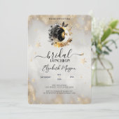 Celestial Gold Stars Moons Blume Bridal Luncheon Einladung (Stehend Vorderseite)
