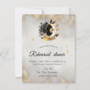 Celestial Gold Stars Moons Blume Einladung