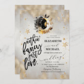 Celestial Gold Stars Moons Blume Einladung (Vorne/Hinten)