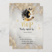 Celestial Gold Stars Moons Blume UAWG Einladung (Vorne/Hinten)