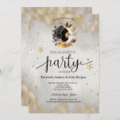 Celestial Gold Stars Moons Blume Verlobung Einladung (Vorne/Hinten)