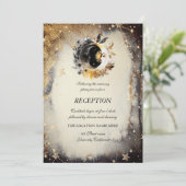 Celestial Gold Stars Moons Dark Einladung (Stehend Vorderseite)