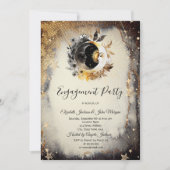 Celestial Gold Stars Moons Dark Einladung (Vorderseite)