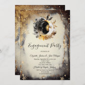 Celestial Gold Stars Moons Dark Einladung (Vorne/Hinten)