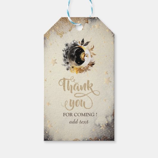 Celestial Gold Stars Moons Dark Geschenkanhänger (Vorderseite)