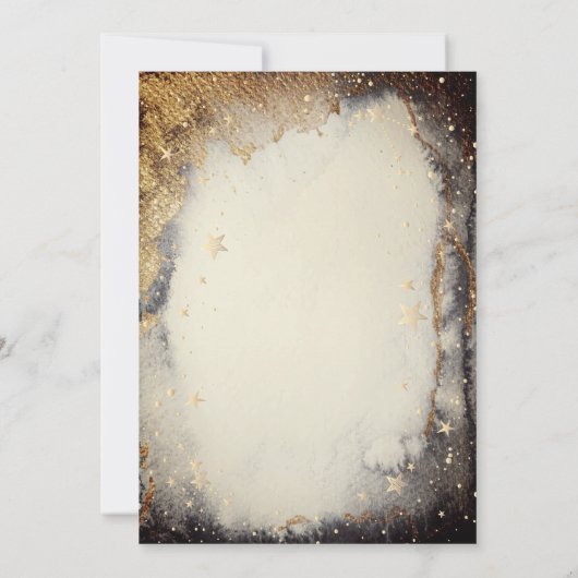 Celestial Gold Stars Moons Dark Save The Date (Rückseite)