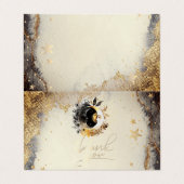 Celestial Gold Stars Moons Dark Visitenkarten (Außenseite Aufgefaltet)