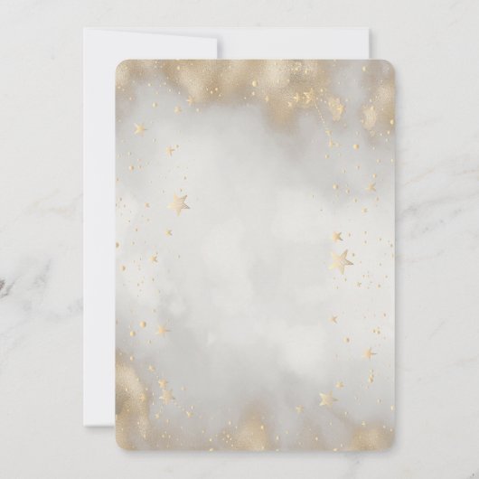 Celestial Gold Stars Moons Girl Bridal Einladung (Rückseite)