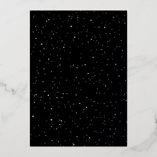 Celestial Gold Stars und Mondnacht Quinceanera Folieneinladung (Rückseite)