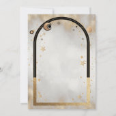 Celestial Gold Sun and Moon Galaxy Stars Hochzeit Einladung (Rückseite)