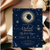 Celestial Gold Sun and Moon Stars Bridal Luncheon Einladung