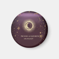 Celestial Gold Sun and Moon Stars Burgundy