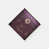 Celestial Gold Sun And Moon Stars Burgundy Serviette (Ecke)