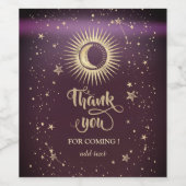 Celestial Gold Sun and Moon Stars Burgundy Weinetikett (Einzelnes Label)