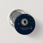 Celestial Gold Sun and Moon Stars Button (Vorne & Hinten)