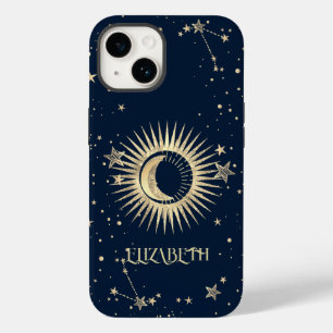 Celestial Gold Sun and Moon Stars Case-Mate iPhone 14 Hülle