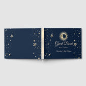 Celestial Gold Sun and Moon Stars Gästebuch (Voll)