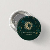 Celestial Gold Sun and Moon Stars Green Button (Vorne & Hinten)