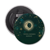 Celestial Gold Sun and Moon Stars Green Flaschenöffner (Vorderseite)