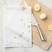 Celestial Gold Sun and Moon Stars Green Geschirrtuch (Viertel Falte)